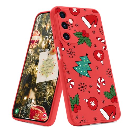 Micoden Weihnachten Hülle für Samsung Galaxy A14 5G Hülle, Ultra dünn Weich Silikon TPU Handyhülle Christmas Muster Anti-Kratzer Stoßfest Bumper Schutzhülle,rot,Weihnachtsbaum von Micoden