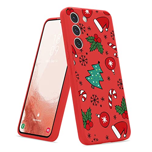 Micoden Weihnachten Hülle für Samsung Galaxy S22 5G, Weich Silikon TPU Handyhülle Christmas Muster Anti-Kratzer Stoßfest Bumper Schutzhülle für Samsung Galaxy S22 5G,rot,Weihnachtsbaum von Micoden