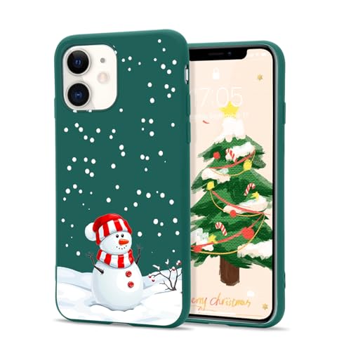 Micoden Weihnachten Hülle für iPhone 11 Hülle, Ultra dünn Weich Silikon TPU Handyhülle Christmas Muster Anti-Kratzer Stoßfest Bumper Schutzhülle,grün,Schneemann von Micoden