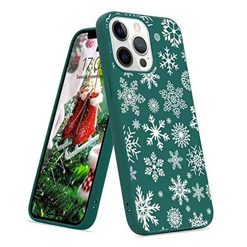Micoden Weihnachten Hülle für iPhone 12,iPhone 12 Pro Hülle, Weich Silikon TPU Handyhülle Christmas Muster Anti-Kratzer Stoßfest Bumper Schutzhülle für iPhone 12/iPhone 12 Pro,grün,Schnee von Micoden