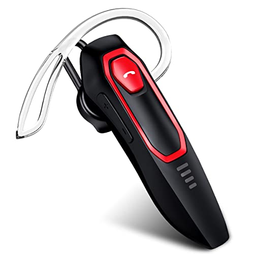 Micool Trucker Bluetooth-Headset, Geräuschunterdrückung, Einzelohrhörer, 30 Stunden Sprechzeit, Anrufernamen sprechen, Freisprech-Bluetooth-Ohrhörer für Handy (rot) von Micool