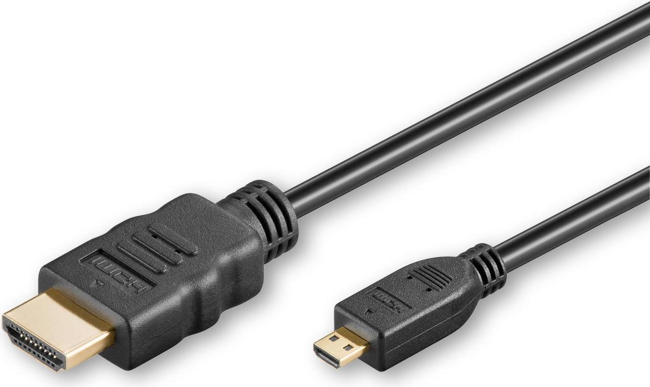 MicroConnect - Highspeed - HDMI-Kabel mit Ethernet - mikro HDMI männlich zu HDMI männlich - 2,0m - Schwarz - unterstützt 4K 60 Hz (4096 x 2160) (HDM19192V2.0D) von MicroConnect