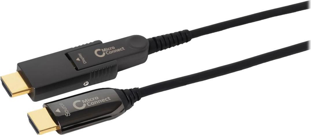 MicroConnect - Kit HDMI-Kabel mit Ethernet - 10,0m - Hybrid Kupfer/Kohlefaser - Schwarz - HAOC-Kabel (Hybrid Active Optical Cable), Dolby TrueHD-Unterstützung, unterstützt 4K 60 Hz (4096 x 2160) (HDM191910V2.0DOP) von MicroConnect