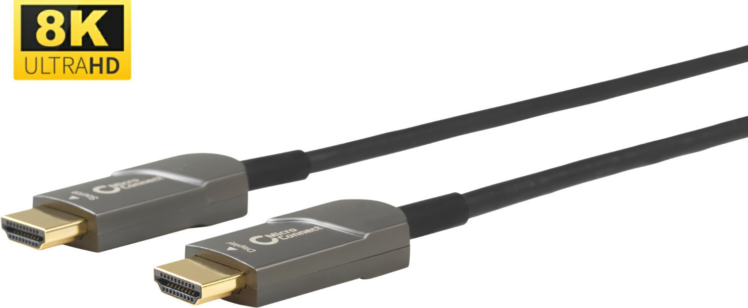 MicroConnect Premium - HDMI-Kabel mit Ethernet - HDMI männlich zu HDMI männlich - 10 m - Hybrid Kupfer/Kohlefaser - Schwarz - Support von 4K 120 Hz, unterstützt 8K 60 Hz (7680 x 4320), Active Hybrid-Kabel von MicroConnect
