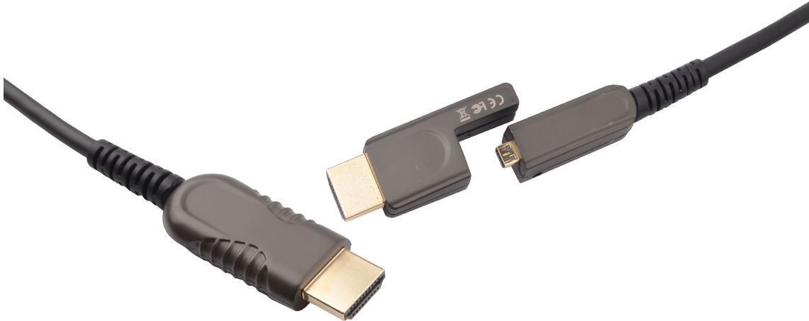 MicroConnect Premium - HDMI-Kabel mit Ethernet - HDMI männlich zu mikro HDMI männlich - 20,0m - Hybrid Kupfer/Kohlefaser - Schwarz - 1080p-Unterstützung, HAOC-Kabel (Hybrid Active Optical Cable), Dolby DTS-HD Master Audio-Unterstützung, Dolby TrueHD-Unterstützung, bi-direktional, unterstützt 4K 60 Hz (4096 x 2160) (HDM191920V2.0DOP) von MicroConnect