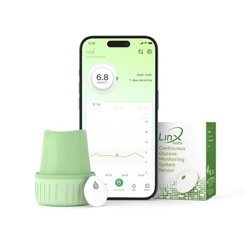 Linx Vista Kontinuierlicher Glukosemessgerät (CGM),blutzuckermessgerät & APP. 24/7 Glukoseverfolgung, Analysieren & Teilen des Glukose-Impakts mit geliebter Familie. Bis zu 15 Tage, iOS & Android. von MicroTech