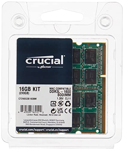 Crucial RAM CT2K8G3S160BM 16GB Kit (2x8GB) DDR3 1600 MHz CL11 Speicher für Mac von Micron