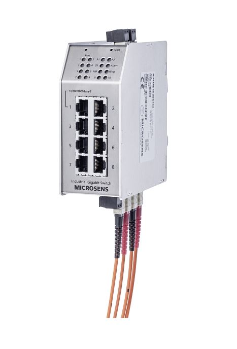 Microsens Industrial Gigabit Ethernet Switch 1x 10/100/1000Base-T 7x10/100Base-TX - Switch - Glasfaser (LWL) (MS650851M) - Sonderposten von Microsense