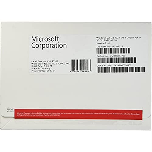 MICROSOFT Windows Server 2022 Std. x64 16Core UK DVD P73-08328 MICROSOFT Windows Server 2022 Std. x64 16Core UK DVD P73-08328 von Microsoft