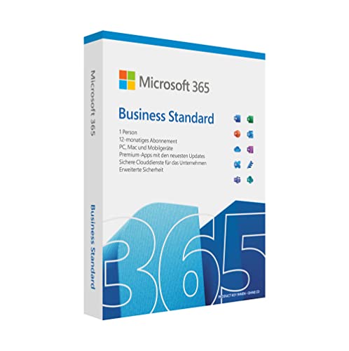 Microsoft 365 Business Standard |1 Nutzer, 5 PCs/Macs, 5 Tablets und 5 mobile Geräte | 1 Jahresabonnement | Box von Microsoft