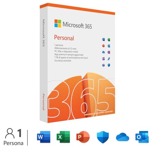 Microsoft 365 Single (Inklusiv Microsoft Defender), 1 Nutzer, Mehrere PCs/Macs, Tablets und mobile Geräte, 1 Jahresabonnement, Italienisch Box von Microsoft