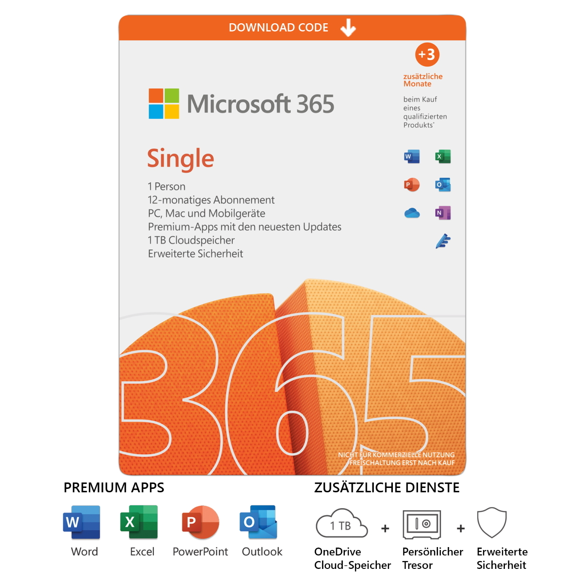 Microsoft 365 Single [1 Benutzer // 1 Jahr + 3 Monate extra] inkl. Premium Office Apps, 1TB Cloud-Speicher, erweiterte Sicherheit und vieles mehr von Microsoft