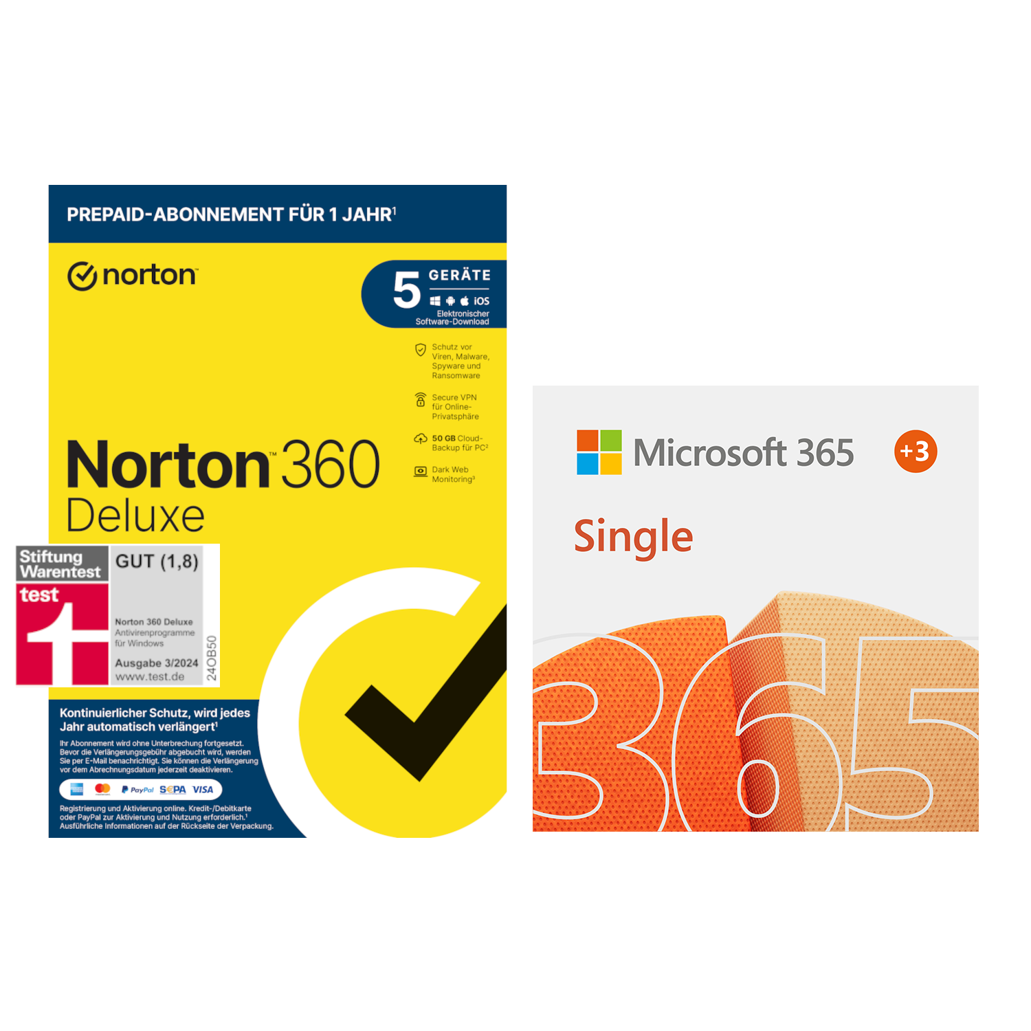 Microsoft 365 Single [1 User] + Norton 360 Deluxe [5 User] - [1 Jahr + 3 Monate extra] von Microsoft