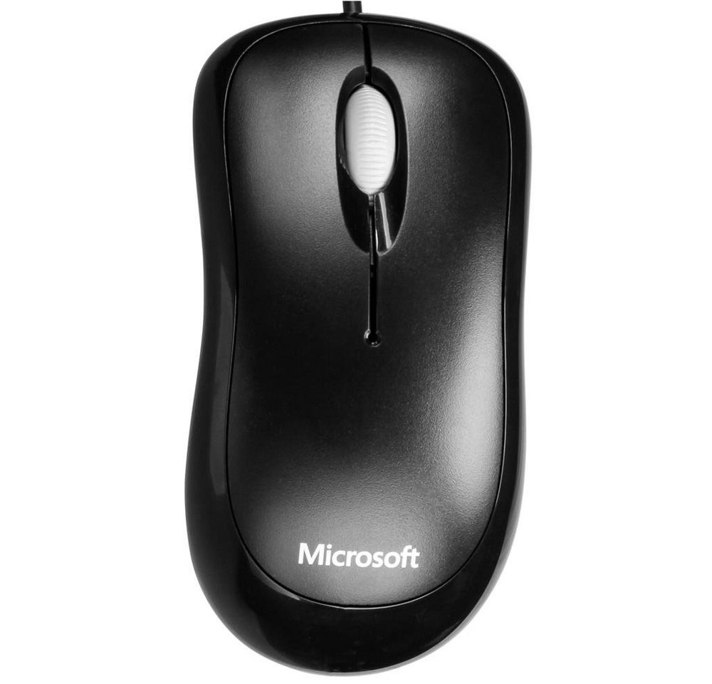 Microsoft Basic Optical Mouse Maus (optisch, kabelgebunden, für Rechtshänder und Linkshänder, Schwarz) von Microsoft