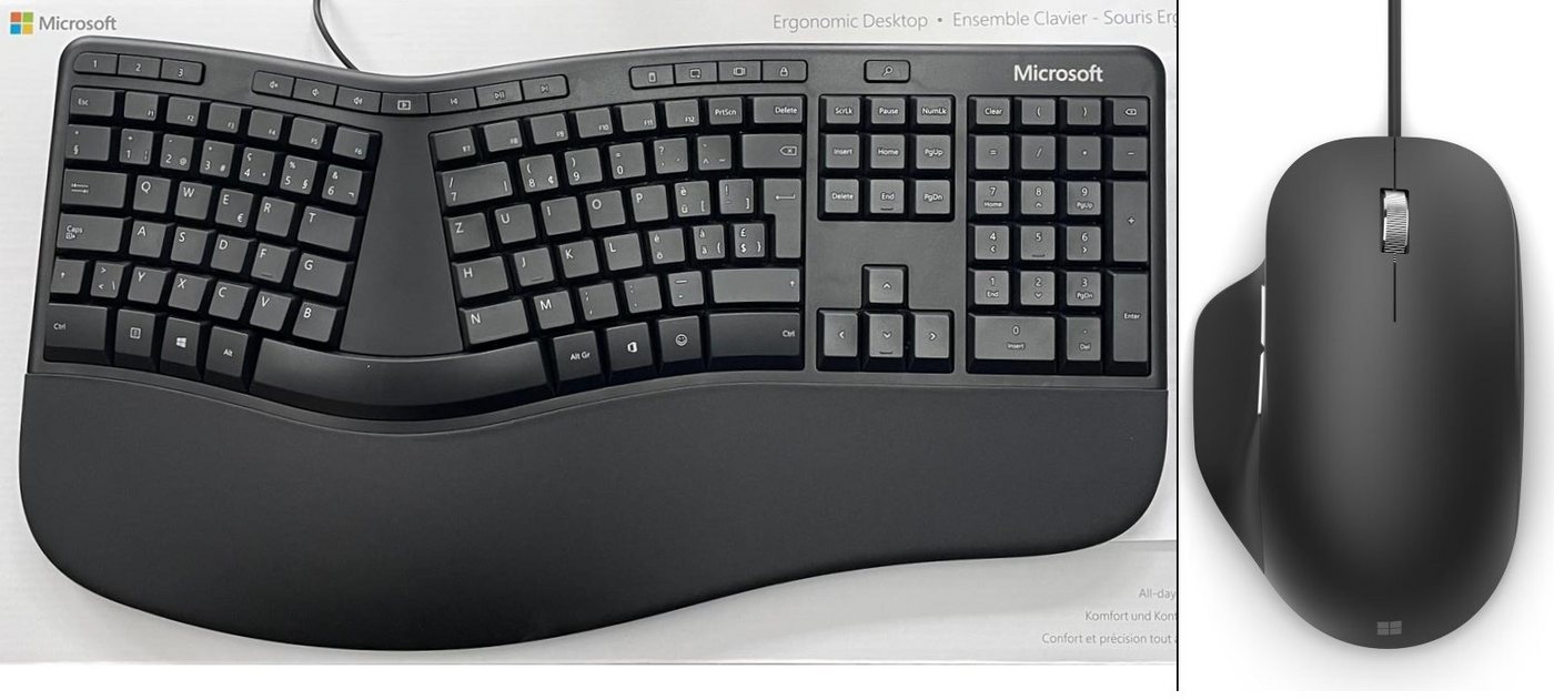 Microsoft Ergonomic Desktop -mit Handballenauflage, Schweizer-QWERTZ Tastatur- und Maus-Set von Microsoft