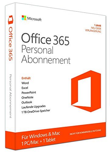 Microsoft Office 365 Personal - Abonnement-Lizenz (1 Jahr) - 1 Tablet, 1 PC/Mac - gehostet - Download - 32/64-bit, ESD, Click-to-Run von Microsoft