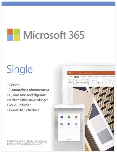 Microsoft Office 365 Single Vollversion, 1 Lizenz Android, iOS, Mac, Windows Office-Paket von Microsoft