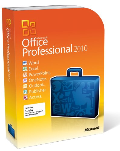 Microsoft Office Professional 2010 -Full Package Product,1 PC, 1 tragbares Gerät desselben Benutzers,DVD,Win,Deutsch,32/64-bit von Microsoft