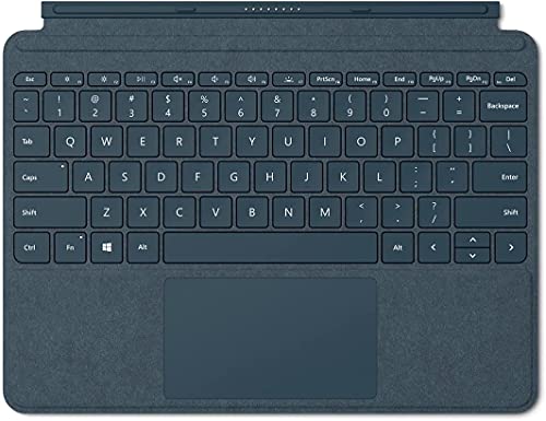 Microsoft Surface Go Type Cover Tastatur für Mobilgeräte Blau QWERTY Cover Port - Tastaturen für Mobiltelefone (Blau, Alcantara Stoff, Glas, Mikrofaser, Mini, Surface Go, von Microsoft