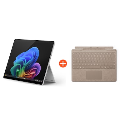 Microsoft Surface Pro (11. Edition) Copilot+ PC 13" 2in1 Platin Snapdragon® X Plus 16GB/512GB SSD Win11 EP2-08345 ohne Netzteil inkl. MS Surface Pro Keyboard mit Stiftaufbewahrung Sand von Microsoft