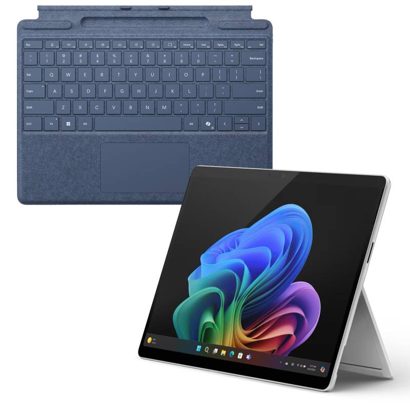 Microsoft Surface Pro OLED Copilot+ PC - 16GB - 1TB - X Elite inkl. Pro Keyboard mit Stiftaufbewahrung sapphire - 13" OLED touchscreen - platinum von Microsoft
