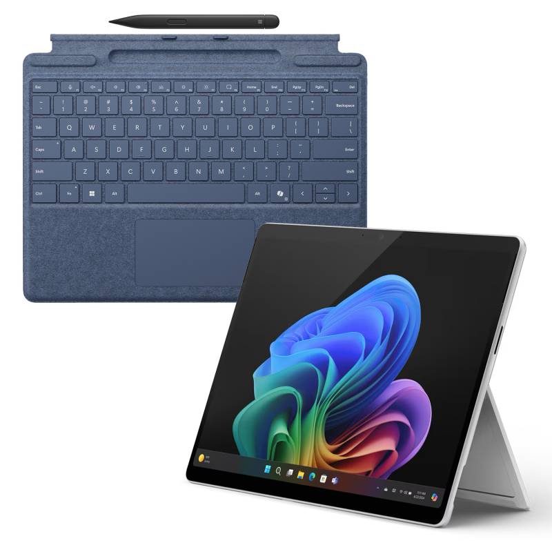 Microsoft Surface Pro OLED Copilot+ PC - 16GB - 512GB - X Elite inkl. Pro Keyboard mit Slim Pen sapphire - 13" OLED touchscreen - platinum von Microsoft
