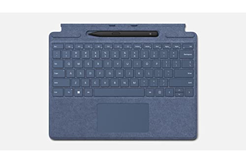 Microsoft Surface Signature Keyboard Blau Saphir + Eingabestift Surface Slim Pen 2, kompatibel mit Surface Pro 8, Pro 9 und Pro X (AZERTY-Tastatur) von Microsoft