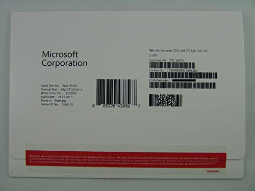 Microsoft Windows Server 2012 Datacenter - Lizenz - 2 Prozessoren - OEM - DVD - 64-bit von Microsoft