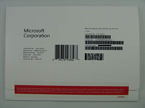 Microsoft Windows Server 2012 Datacenter - Lizenz - 2 Prozessoren - OEM - DVD - 64-bit Microsoft Windows Server 2012 Datacenter - Lizenz - 2 Prozessoren - OEM - DVD - 64-bit von Microsoft