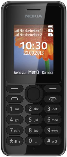 Nokia A00014805 108 Handy (4,6 cm (1,8 Zoll) QQVGA-Display, 160 x 128 Pixel, UKW-Radio, VGA Kamera ohne Blitz, Dual-SIM) schwarz von Microsoft