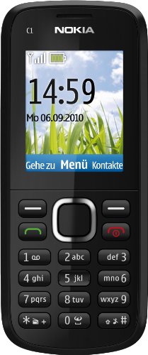 Nokia C1-02 Handy (Ohne Branding, 4,6 cm (1,8 Zoll) Display, Bluetooth) schwarz von Microsoft