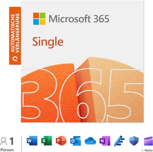 [TEST] Microsoft 365 Single | 12+3 Monate mit automatischer Verlängerung, 1 Nutzer | Word, Excel, PowerPoint | 1TB OneDrive Cloudspeicher | PCs/Macs & mobile Geräte | Aktivierungscode per E-Mail von Microsoft