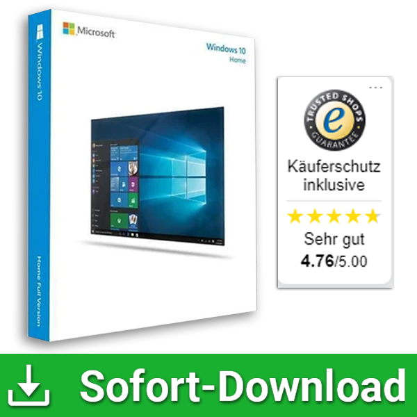 WINDOWS 10 HOME - Produktschlüssel - Vollversion - Sofort-Download - 1 PC von Microsoft