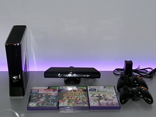 Xbox 360 - Konsole Slim 250 GB inkl. Kinect Sensor + Kinect Adventures, schwarz-glänzend von Microsoft