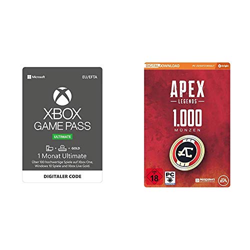 Xbox Game Pass Ultimate | 1 Monate Mitgliedschaft | Xbox One/Win 10 PC - Download Code & APEX Legends - 1.000 Coins | PC Download - Origin Code von Microsoft