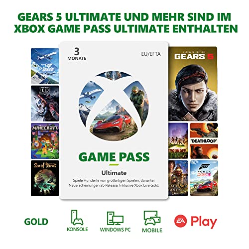 Xbox Game Pass Ultimate - 3 Monate | Xbox One/Windows 10 PC - Download Code| Mitgliedschaft beinhaltet Gears 5 Ultimate von Microsoft