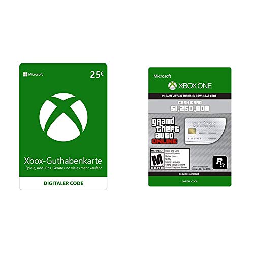 Xbox Live - 25 EUR Guthaben [Xbox Live Online Code] & Grand Theft Auto Online | GTA V Great White Shark Cash Card | 1,250,000 GTA-Dollars | Xbox One Download Code von Microsoft