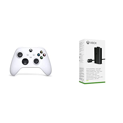 Xbox Wireless Controller Robot White + Xbox Play & Charge Kit M von Microsoft