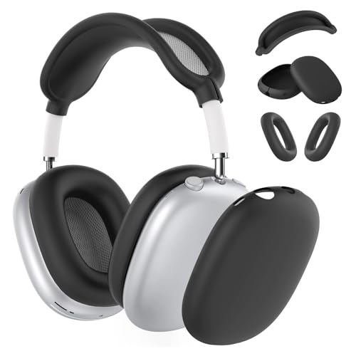 Silikonhülle für AirPods Max Kopfhörer, weiche Silikon Airpod Max Ear Case Cover, Anti-Scratch Ear Pad Case Cover/Ear Cups Cover/Headband Cover für AirPods Max（Schwarz） von Micscrew