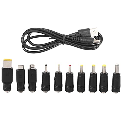 Micvtve DC Power Kabel USB auf 5.5X2.1 Multifunktionaler DC Austauschbarer Stecker 1 * 1m 3A USB zu DC Steckerkabel 10 Hohlstecker von Micvtve