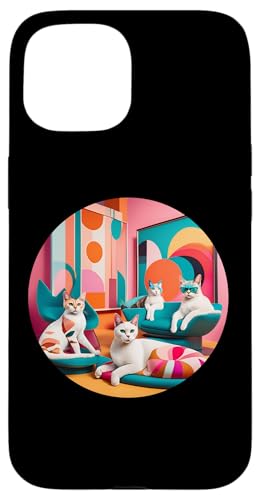 Lustige, moderne Katzen-Looks, Retro-Katzen aus der Mitte des Jahrhunderts Hülle für iPhone 15 Lustige, moderne Katzen-Looks, Retro-Katzen aus der Mitte des Jahrhunderts Hülle für iPhone 15 von Mid Century Modern Feline Funnies