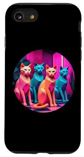 Lustige, moderne Katzen-Looks, Retro-Katzen aus der Mitte des Jahrhunderts Hülle für iPhone SE (2020) / 7 / 8 von Mid Century Modern Feline Funnies