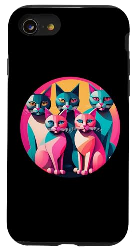 Lustige, moderne Katzen-Looks, Retro-Katzen aus der Mitte des Jahrhunderts Hülle für iPhone SE (2020) / 7 / 8 von Mid Century Modern Feline Funnies