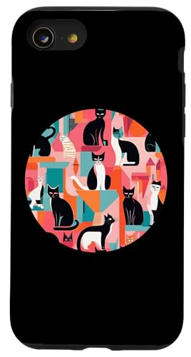 Lustige, moderne Katzen-Looks, Retro-Katzen aus der Mitte des Jahrhunderts Hülle für iPhone SE (2020) / 7 / 8 von Mid Century Modern Feline Funnies