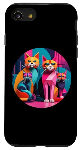 Lustige, moderne Katzen-Looks, Retro-Katzen aus der Mitte des Jahrhunderts Hülle für iPhone SE (2020) / 7 / 8 von Mid Century Modern Feline Funnies