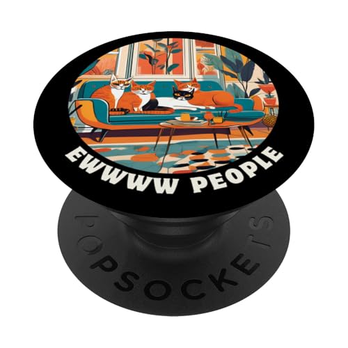 Lustige, moderne Katzen-Looks, Retro-Katzen aus der Mitte des Jahrhunderts PopSockets Klebender PopGrip von Mid Century Modern Feline Funnies