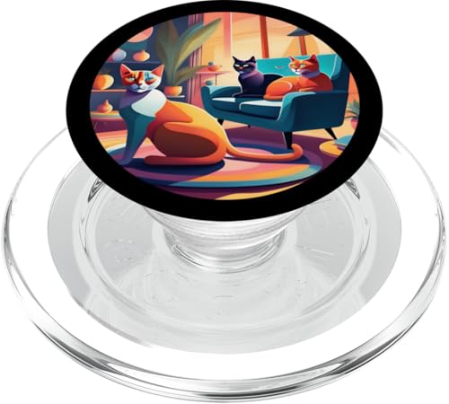 Lustige, moderne Katzen-Looks, Retro-Katzen aus der Mitte des Jahrhunderts PopSockets PopGrip für MagSafe Lustige, moderne Katzen-Looks, Retro-Katzen aus der Mitte des Jahrhunderts PopSockets PopGrip für MagSafe von Mid Century Modern Feline Funnies