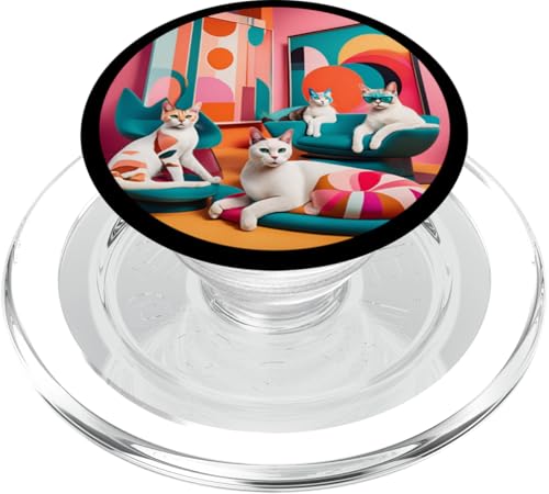 Lustige, moderne Katzen-Looks, Retro-Katzen aus der Mitte des Jahrhunderts PopSockets PopGrip für MagSafe Lustige, moderne Katzen-Looks, Retro-Katzen aus der Mitte des Jahrhunderts PopSockets PopGrip für MagSafe von Mid Century Modern Feline Funnies