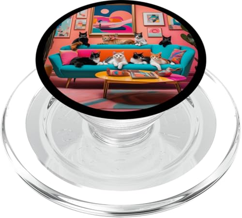 Lustige, moderne Katzen-Looks, Retro-Katzen aus der Mitte des Jahrhunderts PopSockets PopGrip für MagSafe von Mid Century Modern Feline Funnies