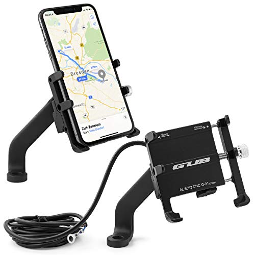 MidGard GUB Universal Fahrrad/Motorrad Rückspiegel Halterung für Handy, Smartphone, Navi usw. mit USB-Anschluss von MidGard